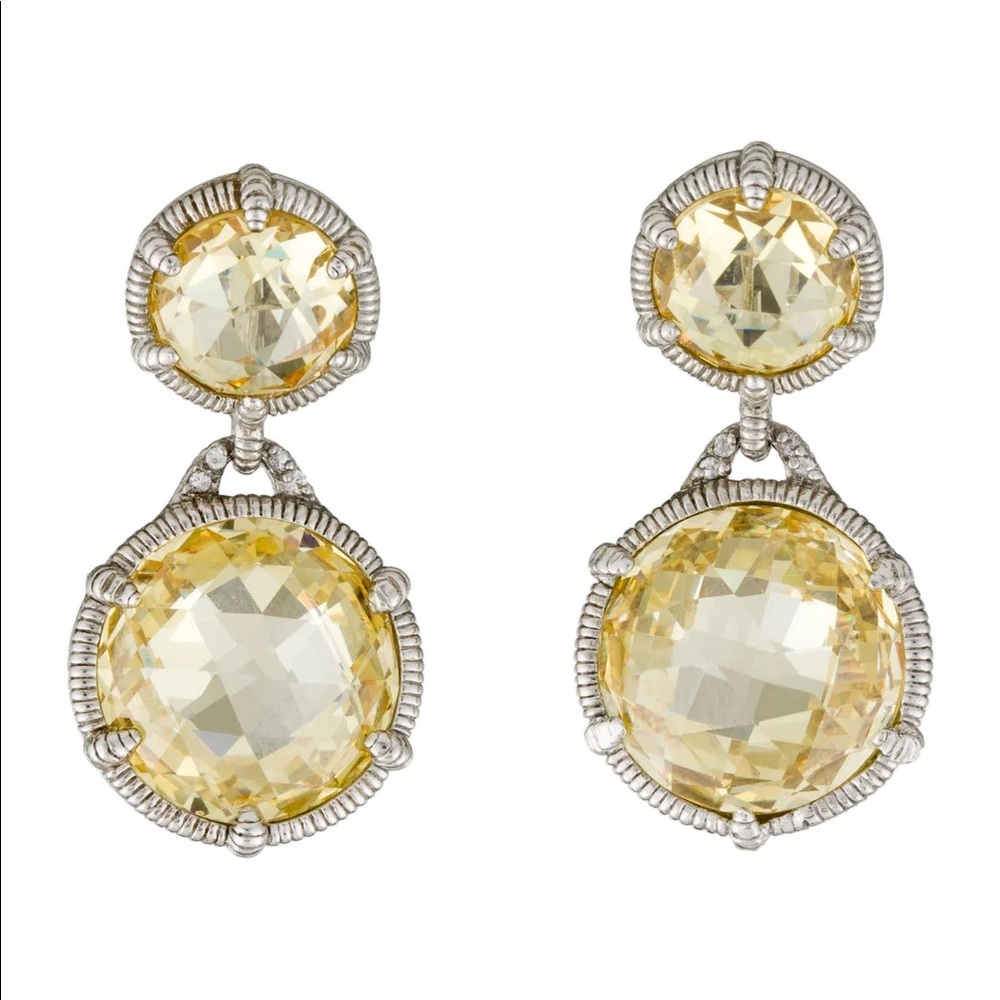 Judith Ripka Canary Crystal and Sapphire Eclipse Drop Earrings